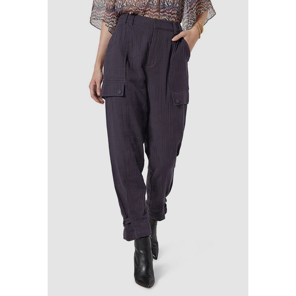$248 Joie Women's Gray High Rise Cotton Ankle Tabs Cargo Pants Size 10 New